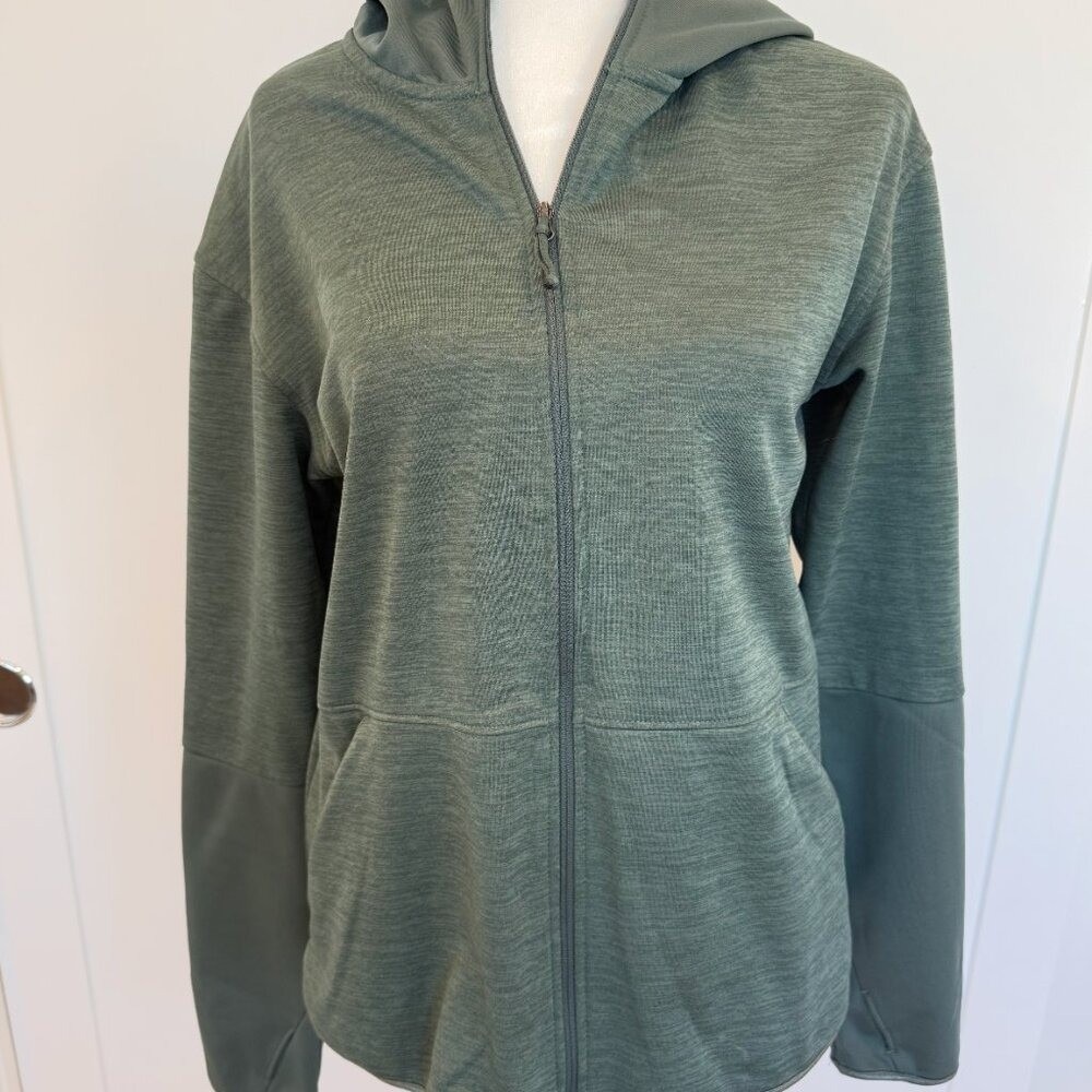 Columbia Womens Full Zip Hoodie Green Heathered Performance Fleece Jacket
